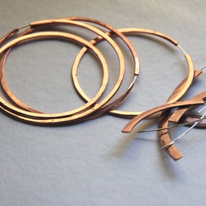 Copper Minimalist Earrings 2 inches long image 4