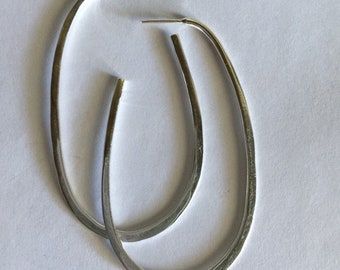 Oval Sterling Silver Hoop Earrings