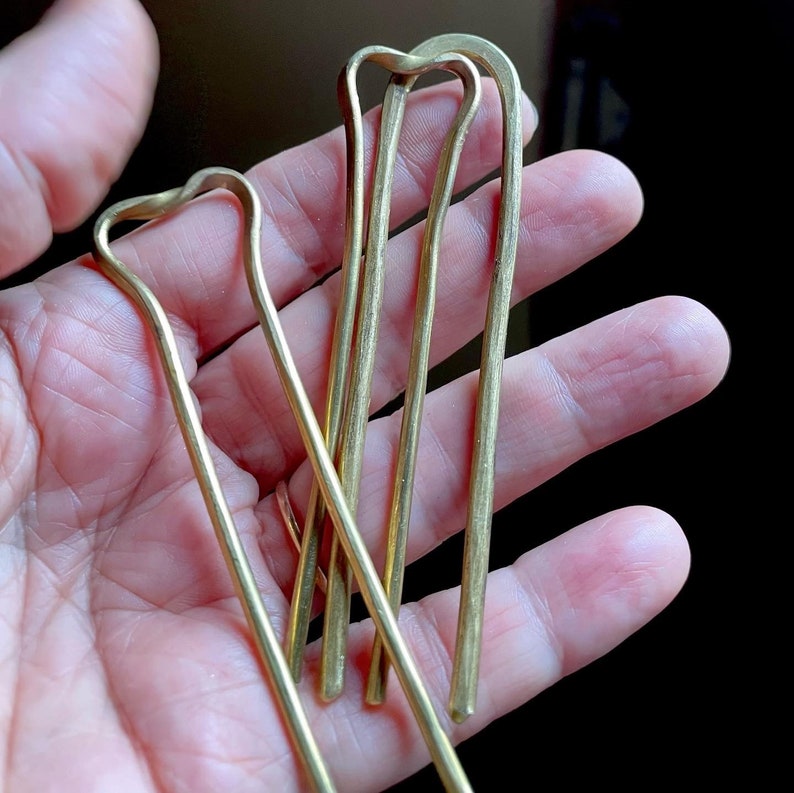 Brass or copper hair pin or hair fork image 2