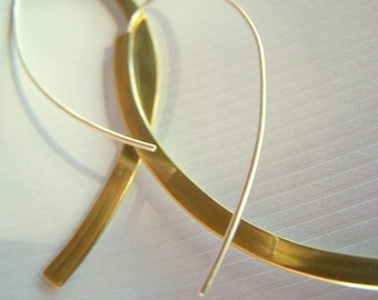 Long Brass Minimalist Earrings (3 inches long)