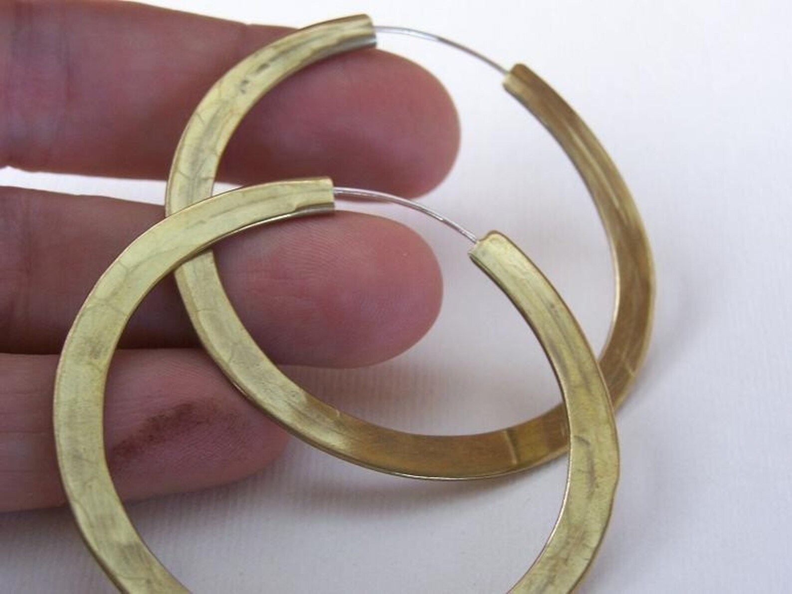 Brass Hoop Earrings 2 Inches Wide Continuous Hoops Etsy