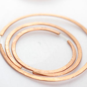 Copper Hoop Earrings - 2 1/2 inch hoops