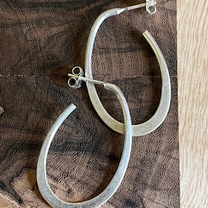 Oval Sterling Silver Hoop Earrings