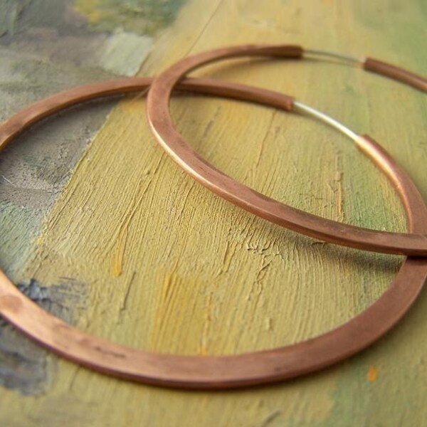 Copper Hoop Earrings Etsy