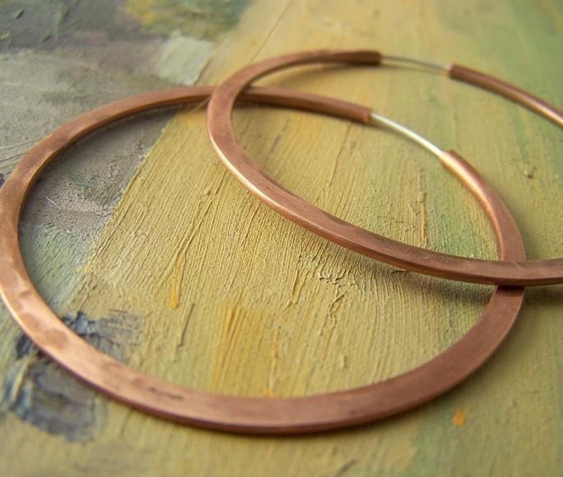 Copper Hoop Earrings image 1