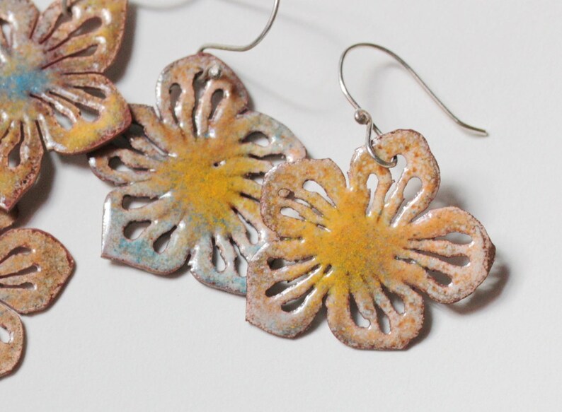 Multi Flower Enamel Earrings image 3