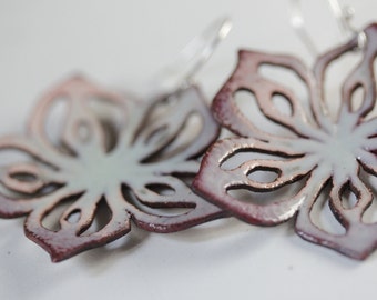 Pierced Spring Flower Earrings - Torch fired Enamel