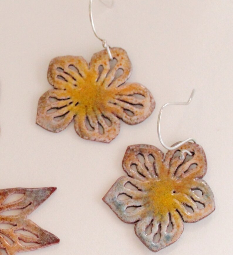 Multi Flower Enamel Earrings image 1