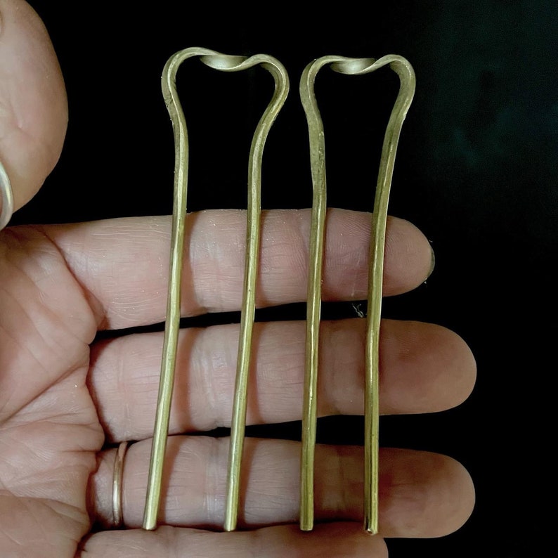 Brass or copper hair pin or hair fork image 4