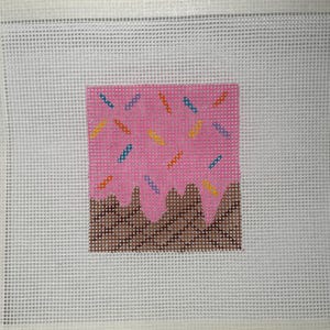 Hand painted, needlepoint canvas, square ice cream