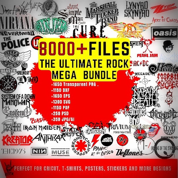 8000+Rock Band PNG Bundle 1 | Rock Music | Heavy Metal | Rock And Roll | T-shirt Designs, Rock T-shirts, Premium class Rock design pack