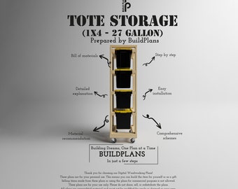 Scaffale portaoggetti fai da te - Piani per contenitori di stoccaggio - 27 GAL - (1x4) - Piani di costruzione digitale