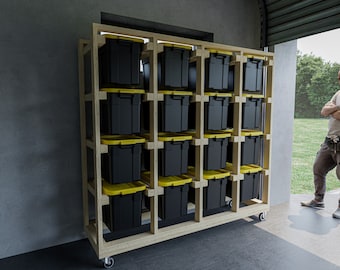 DIY Rolling Tote Storage Rack Plans: Mobile Garage System (Digital PDF)