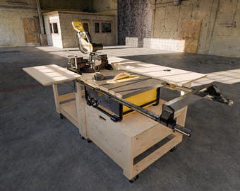 Flip Top Workbench Plans | Miter Saw & Table Saw Workstation (PDF)