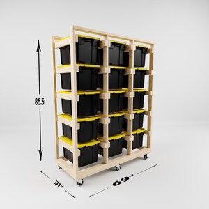 5x3 Rack Easy Shelf Plan - 27 Gallon Tote Storage Plan - 5x3 - 27 Gallon ...