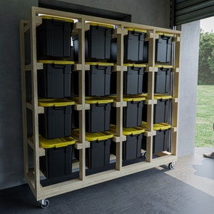 Mobile Garage Storage Bin Plans: DIY 27-Gallon Shelving (Digital Build Plans)