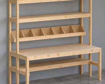 Workbench Plans with Hutch: 95-Inch Garage Bench, Organizer, Inch and Metric PDF