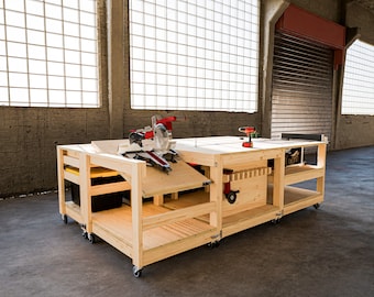 Banco de trabajo Milwaukee con planos de almacenamiento - Contenedor de 27 galones - Plano de construcción digital