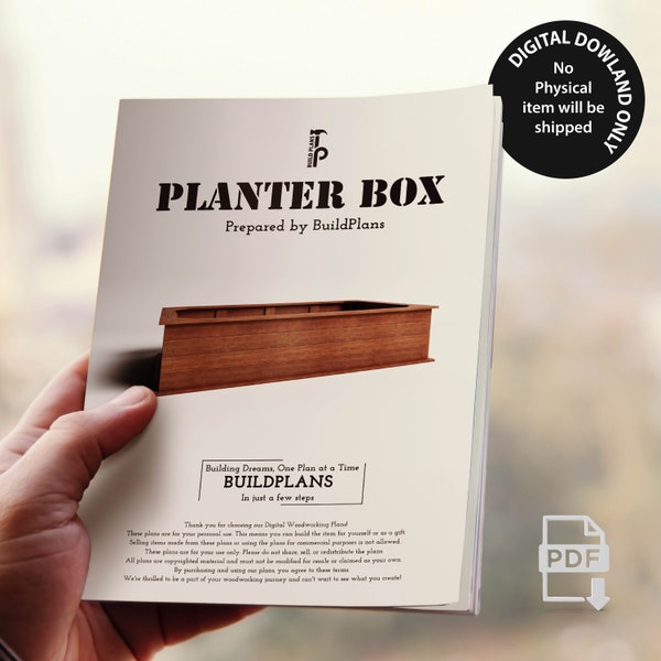 Raised Planter Box Plans - 82"x52''X19.5" - DIY Plant Woodworking - Digital Build Plans