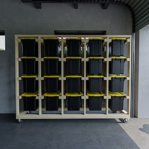 Customizable Garage Storage: DIY Tote Rack, Trendy Bin Shelves, Digital Plans, 18 gal