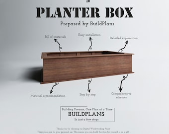 Raised Planter Box Plans - 82"x52''X19.5" - DIY Plant Woodworking - Digital Build Plans