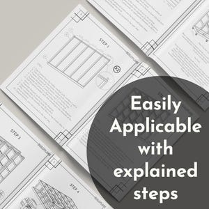 May include: Close-up of a set of building plans with step-by-step instructions for a woodworking project. The plans are labeled "BUILDPLANS" and show a detailed diagram of the project.
