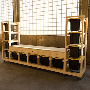 Tote Storage Rack with Workbench Plan - Digital Build Plans