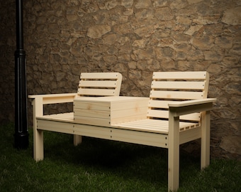 Bench with table in middle sale