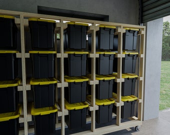 Deposito garage personalizzabile: portaoggetti fai-da-te, ripiani per contenitori alla moda, piani digitali, 18 galloni