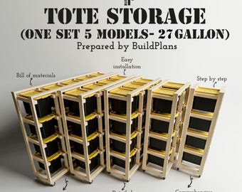 Planos para sistema de almacenamiento móvil para garaje: Estantería móvil de 27 galones (descarga digital)