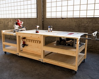 All in One Workbench - DIY Build Plans for Milwaukee Miter Saw Table Workbench - Digital Build Plans