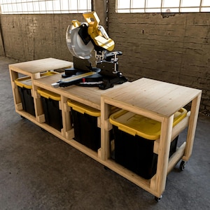 Miter Saw Station Plan: Workbench with Tote Storage (Digital Build Plans)
