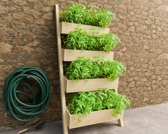 Jardinera tipo escalera: Planos para construir un bancal elevado (Descarga digital)