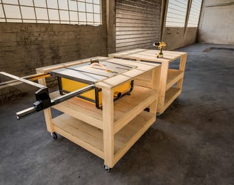 DIY Garage Workbench Plans – Mobile Cabinet, Table Saw Bench, PDF Build Plans, Digital Download