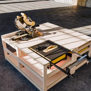 Workbench Plans with tote Storage - Miter Saw Workbench Plans - Digital Build Plans