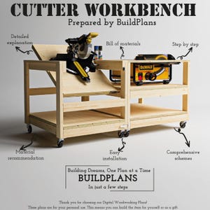 Flip Top Table Saw Workbench Plans – Mobile DIY Tool Stand, Garage Workbench, Printable PDF Woodworking Plans