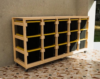 Projeto de Prateleira DIY para Caixas Organizadoras de 27 Galões – Armazenamento para Garagem (Planos de Construção Digitais)