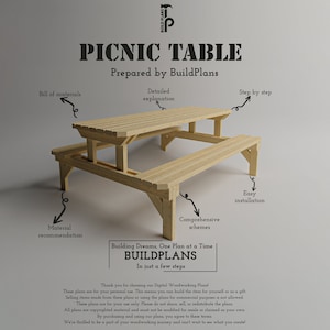 Picnic Table Build Plans: DIY Woodworking Furniture (Digital PDF)