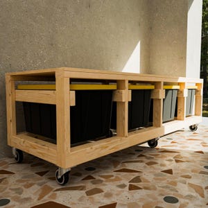 Garage Workbench Plans - Storage Bin Rack Solutions - 1x4 27 gallon HDX - Digital Build Plans