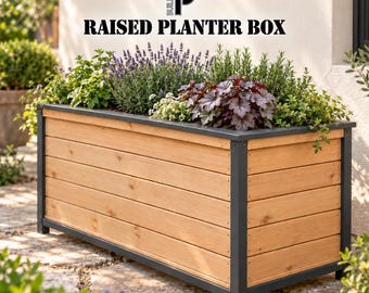 Raised Planter Box Plans: 51x26 Inch, Woodworking PDF with Inch and Metric Measurements