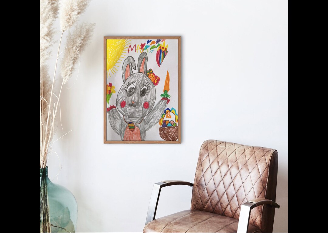 Easter Bunny Original Picture Drawn With Pencils, Digital Design, Kids ...