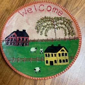 Handmade Hand Painted 10.5 inch Terracotta Farmhouse plate art