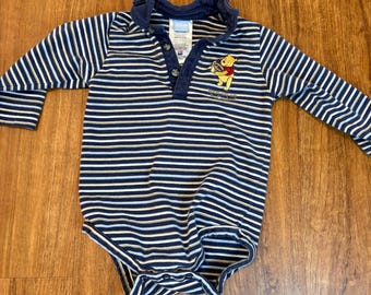 Vintage 90’s Y2K Disneys Winnie The Pooh Embroidered 9 Month Baby Boy Romper