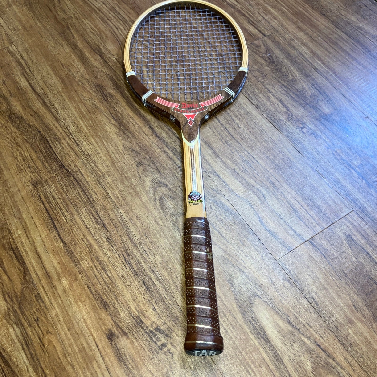 Vintage Tad Davis Wooden Imperial Deluxe Tennis Racquet Excellent 