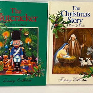 Vintage set of two hardcover children’s books Christmas The Christmas Story & The Nutcracker Pop Up Books ! Rare