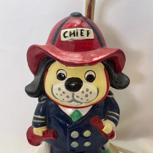 Vintage Fire Chief Fire Dog rare table lamp tested works