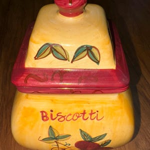 Vintage 1970’s Nonni Ceramic Biscotti cookie jar Hand Painted