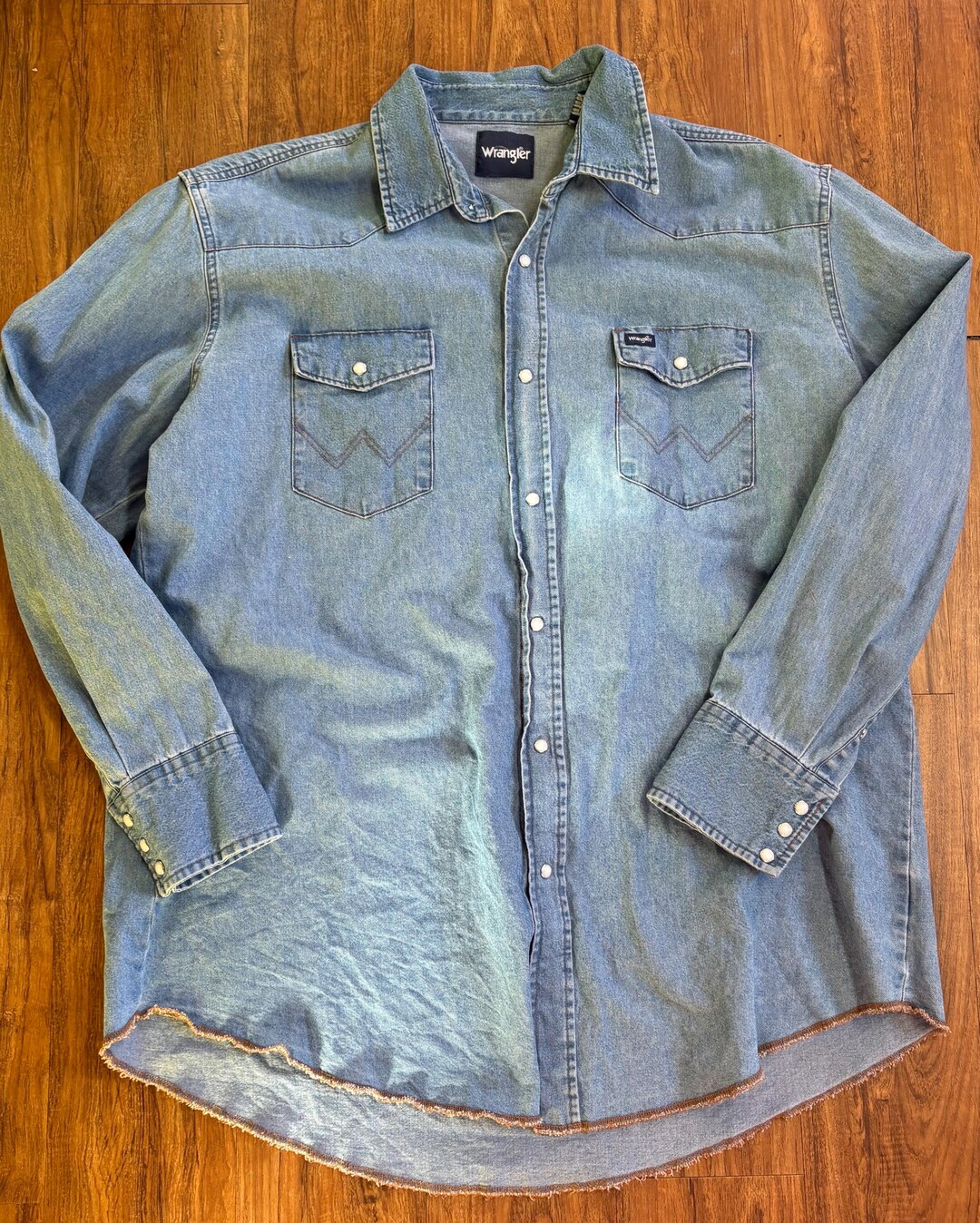 Wrangler Western Mens Long Sleeve Denim, Pearl Snap Shirt, Extra Large ...