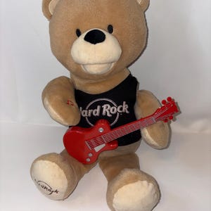 Vintage Hard Rock Cafe “Rockin Rob” Animated Singing Teddy Bear Rock N Roll