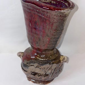 Handmade signed studio pottery 8 inch vase abstract art